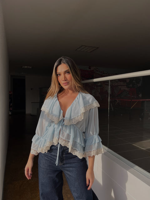 Camisa Seda Volantes