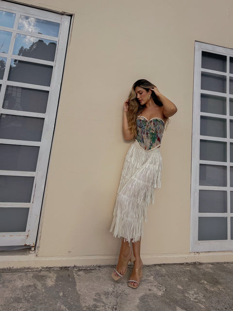 Falda flecos Midi