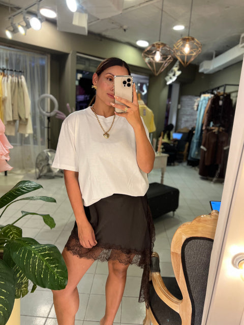 Falda corta café boleros