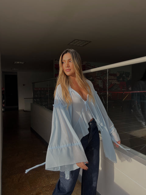 Camisa Azul Chifon