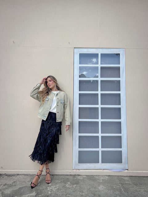 Falda flecos Midi