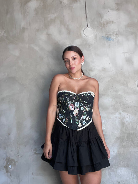 Corset brocado negro