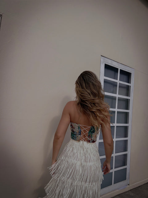 corset brocado beige