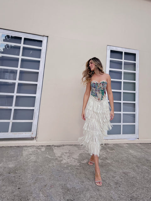 Falda flecos Midi