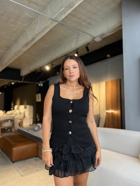 Top Negro Punto Boton