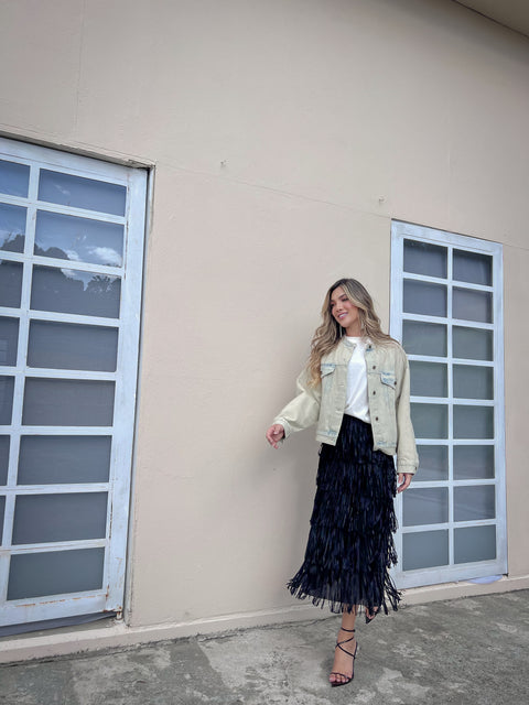Falda flecos Midi