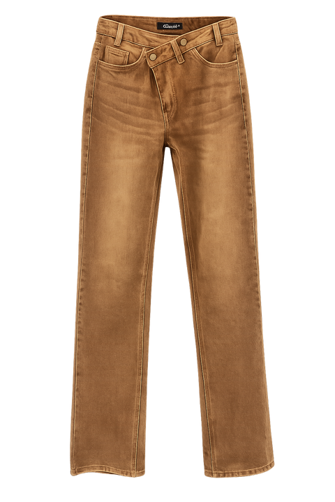 Jean café doble botón