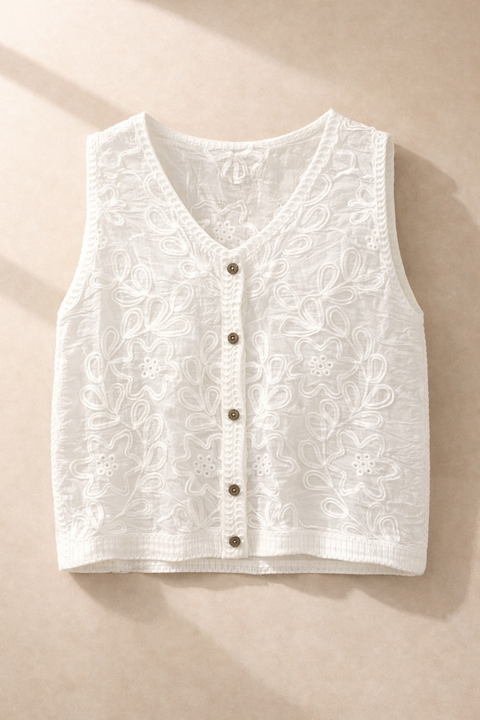 Chaleco blanco bordado