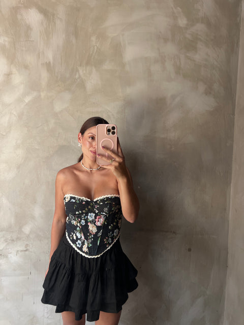 Corset brocado negro