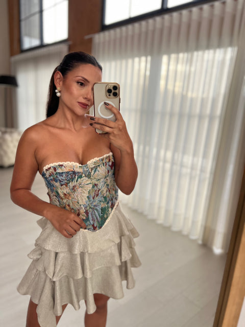 corset brocado beige