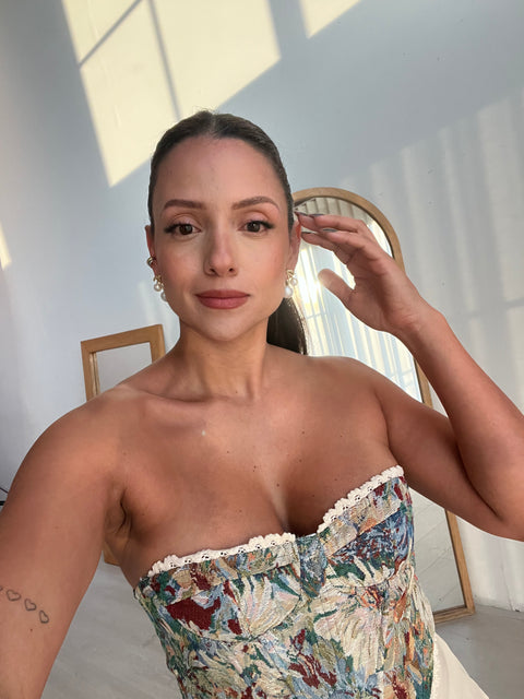 corset brocado beige