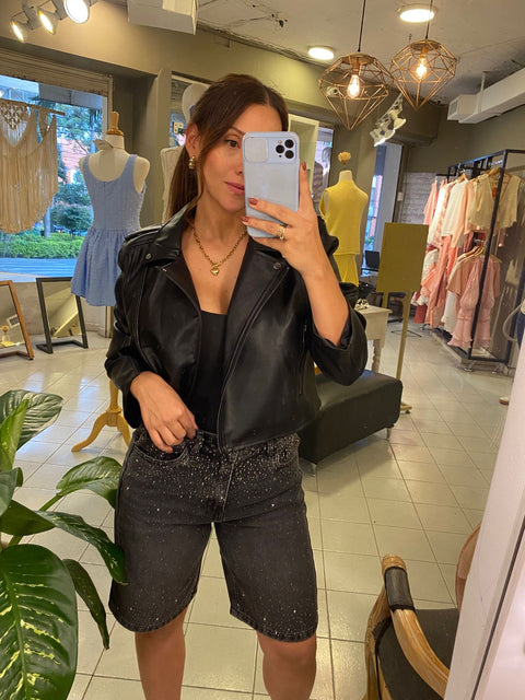 Bermuda Brillos Denim Negra